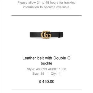 Gucci marmont g double logo belt size 85